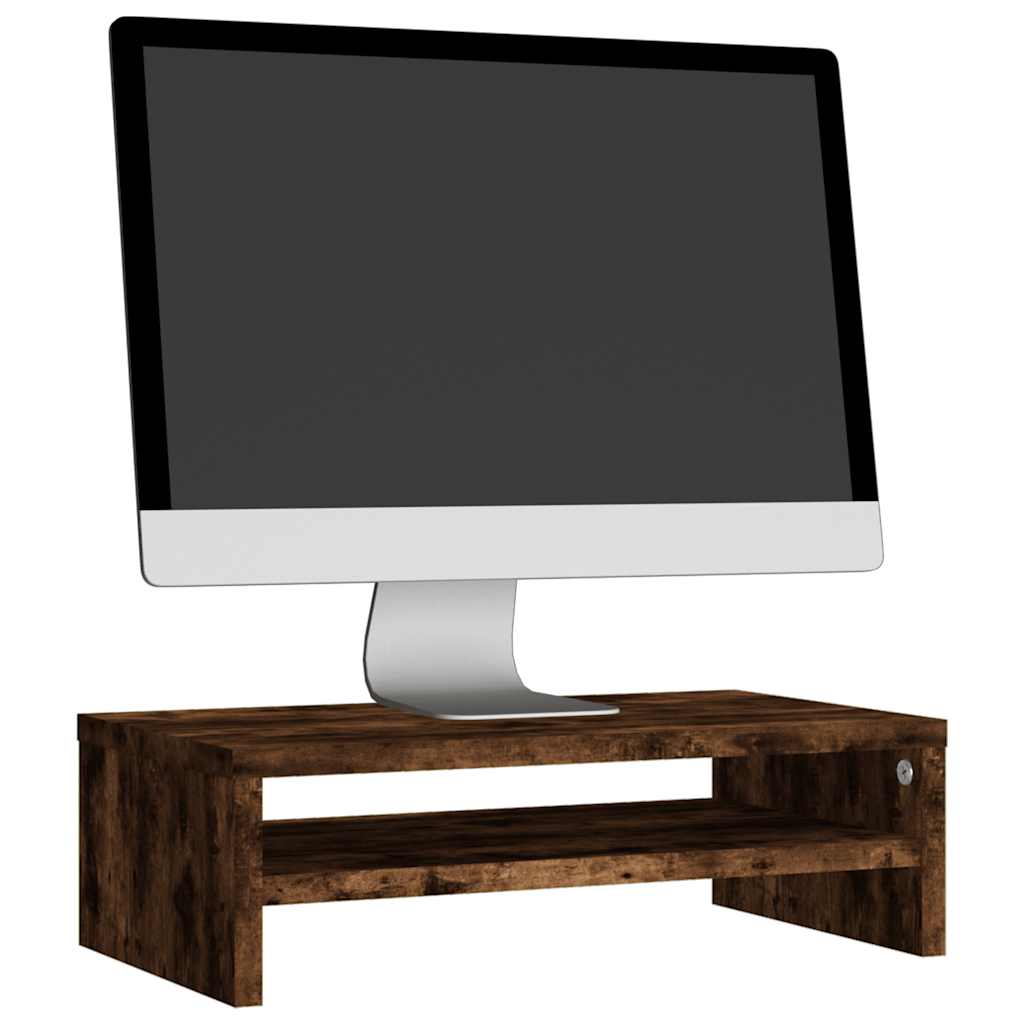 Monitor Stand Smoked Oak 42 X 24 X 13 Cm Engineered Wood
