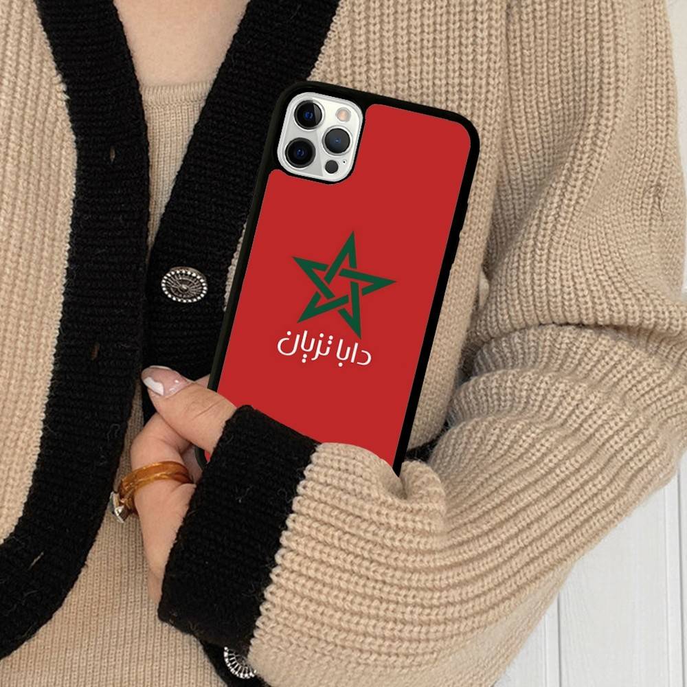 M-Morocco Flag Phone Case Wireless Charging PC+TPU For IPhone 11 12 13 14 15 16 17 Pro Max Plus Case