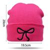 Y2K Bow Embroidered Knitted Hat Autumn And Winter Warm Women Beanies Cap Korean Fashion Solid Color Female Girls Skullcap Bonnet
