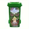 1 Pezzo Adesivo Pattumiera Alberi Verdi a Cascata Autoadesivo Paesaggio Naturale Decalcomania con Scene Vivaci di Foresta, Fiume e Funghi per Giardino Esterno