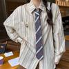 Lazy Tie Hand-tied Neckties Japanese Style Striped Collar Tie for School Shirt
