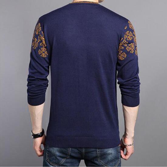 Fashion Mens Sweater Mens Pullover Print Slim Fit Jumpers Knitred Woolen Autumn Casual Men Clothes