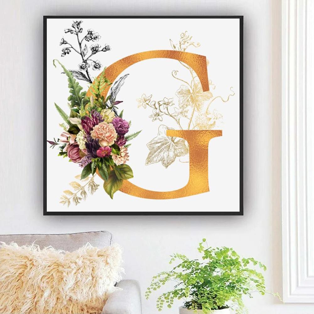 Diamond Painting Letter Cross Stitch Set Diamond Embroidery Text Needlework Mosaic Flower New Arrival 5D DIY Handicraft