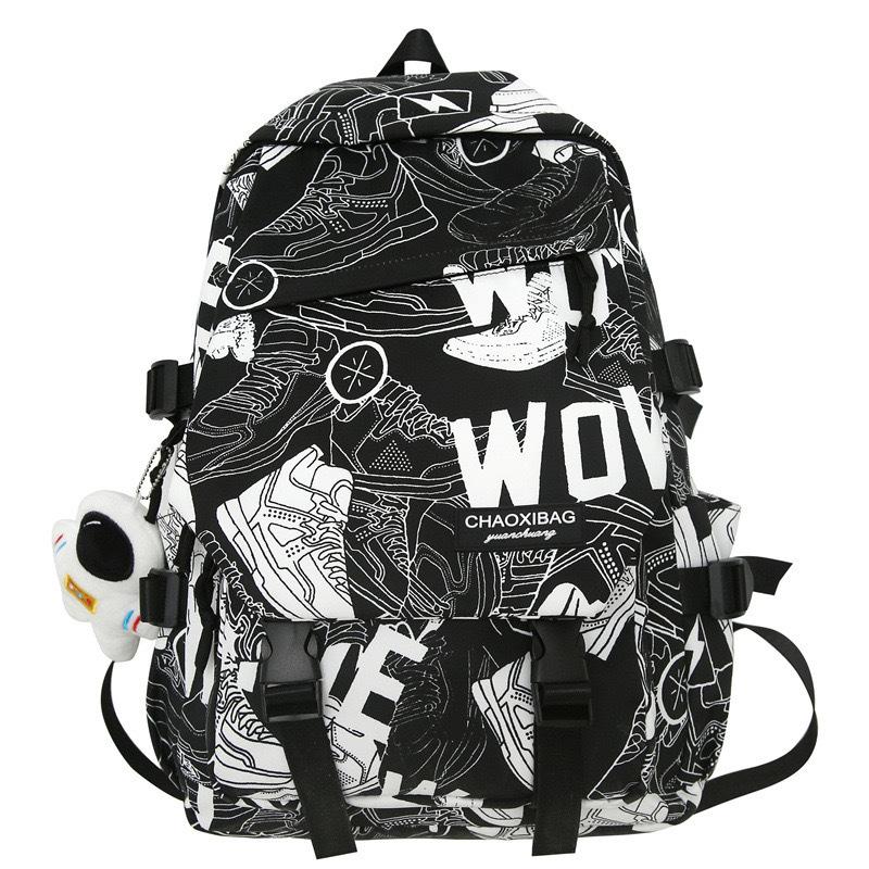 Schoolbag Backpack Men's and Women's Fashion Korean Version of Harajuku Ins Style Simple Junior High School Student Schoolbag Lightweight Trendy Brand