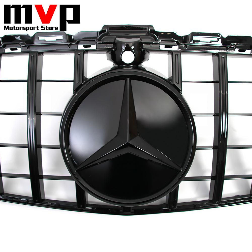 Glossy Black GTR Style Bumper Grille With 3D ABS Star Emblem Logo For Mercedes Benz C-Class W205 2019-21 C180 C200 C300 C43 AMG