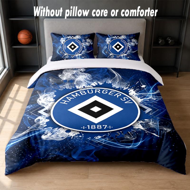 Hamburger SV Football Design Bed Bedding Set 1 Duvet Cover + 2 Pillowcases Soft Breathable Household Bed Linens
