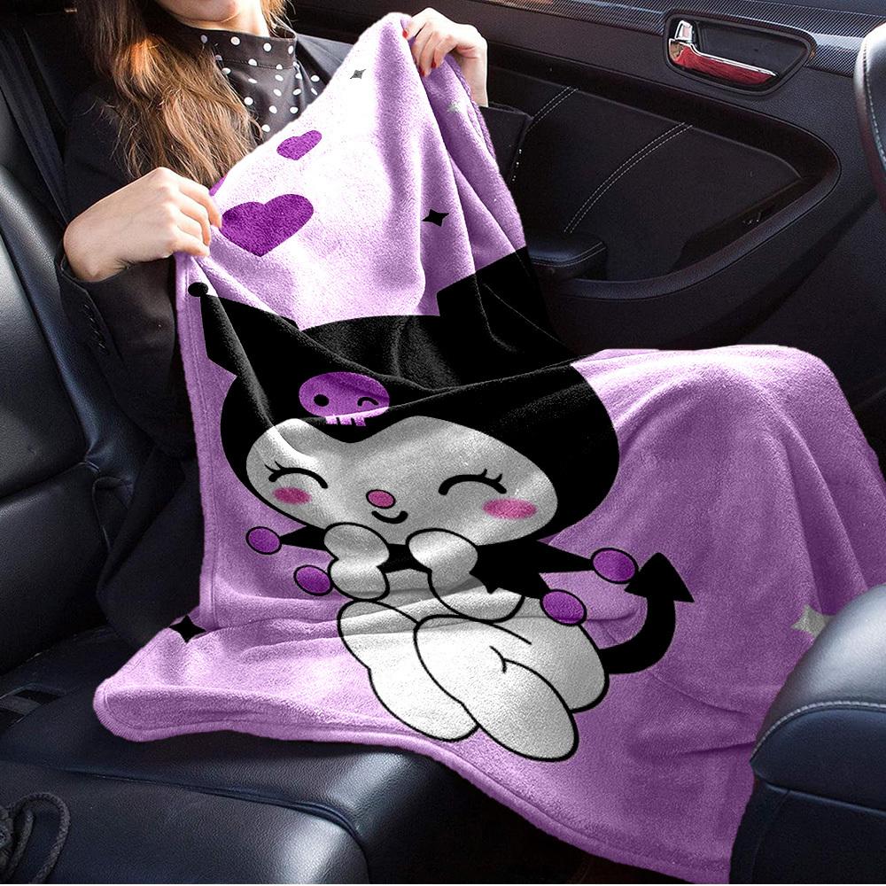 1pc cute cartoon Kuromi heart and star pattern blanket - home decoration, seasonal use, cozy, machine washable, suitable for all ages, a gif