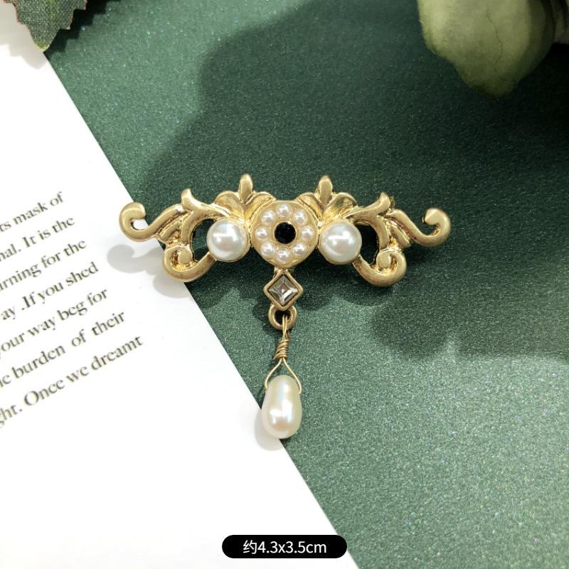 

Винтажная барочная вестерн антикварная брошь матовый золотой жемчуг корона суд булавка брошь аксессуары женщины