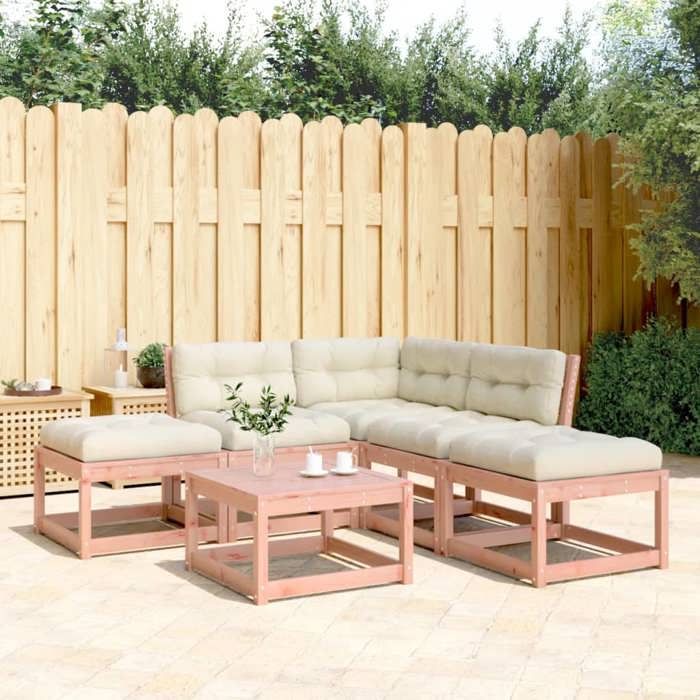 VidaXL Salon de Jardin avec Coussins 5 pcs, Canapés de Patio, Ensemble de Meubles, Mobilier de Terrasse Extérieur, Bois 3216963