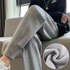Gray Velvet Women's Harem Sweatpants - Spring 2025 Casual Loose Fit, Nine-Point Length, Thickened Cuffed Design