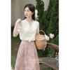 Zhili New Chinese Style Women's Short-Sleeve Shirt & Skirt Set