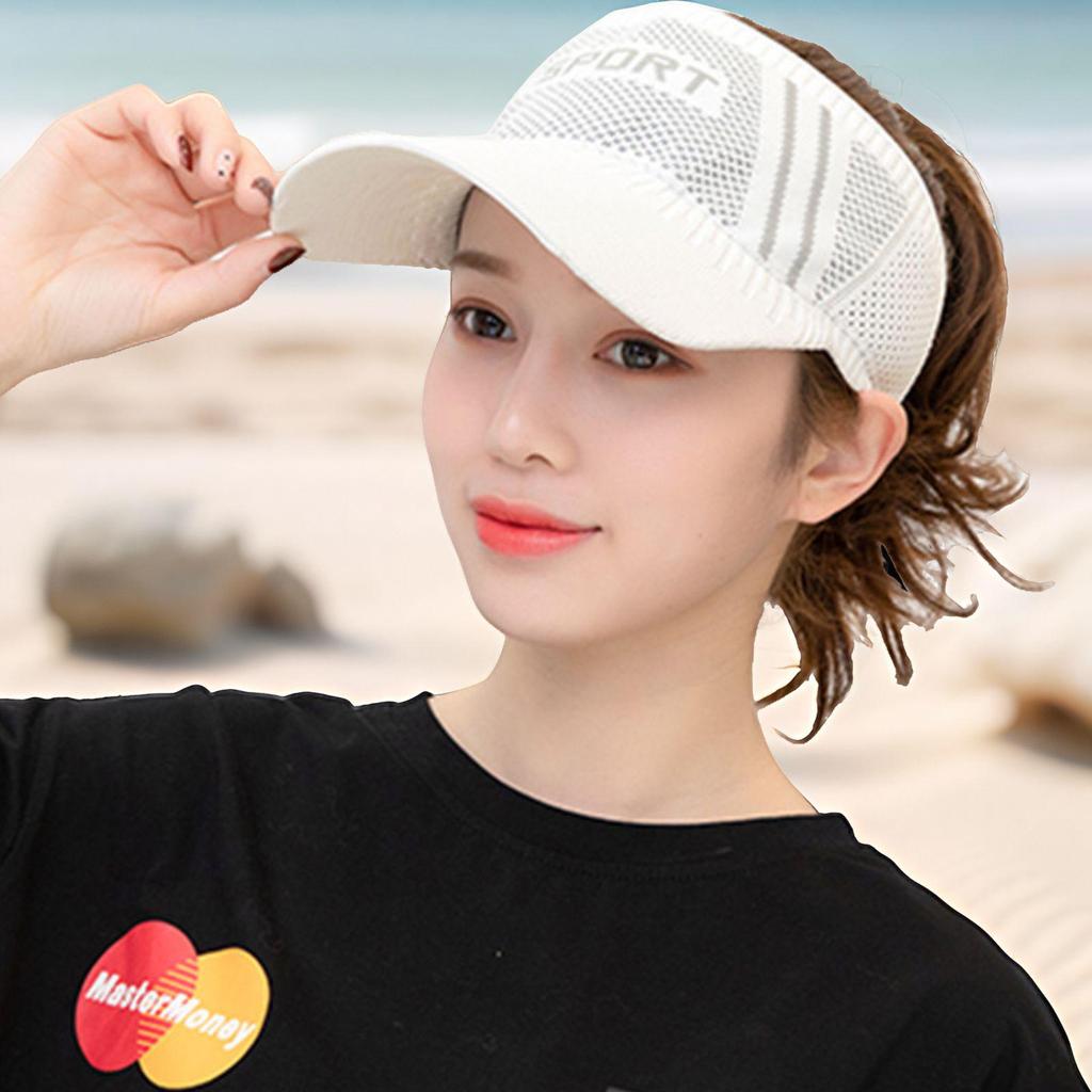 Women's Lightweight Breathable Knitted Ponytail Sun Hat - UV Protection, Topless Design for Sports
