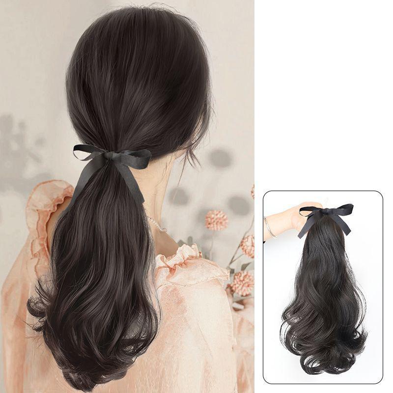 Perücke Pferdeschwanz Damen Birnenblütenlocke Bandage Leicht gewellter Pferdeschwanz Zopf Natürliche Pferdeschwanzperücke