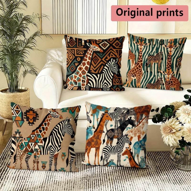 Boho African Safari Animal Pillow Covers Pattern Cushion Cover Suitable for Sofa Bedroom Car Pillow Cover