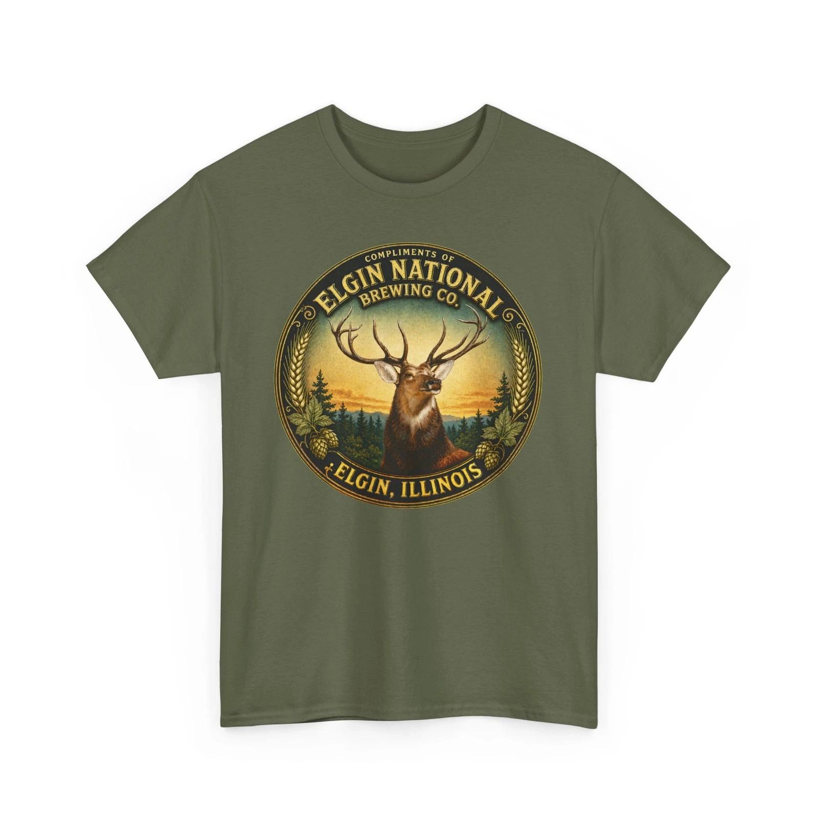 Elgin National Brewing Co. IL Deer Buck Pre-Prohibition Retro Beer T-Sirt 3XL