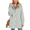 Women's Long Sleeve Button Pocket Casual Plush Hooded Jacket