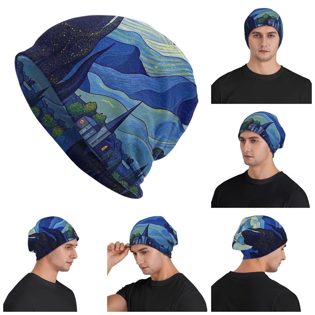 The Starry Night By Vincent Van Gogh Unisex Adult Beanies Caps Knitted Bonnet Hat Warm Fashion Autumn Winter Skullies Hats