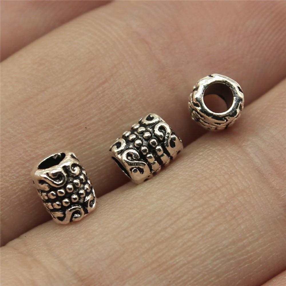 20pcs Big Hole Round Carved Spacer Beads For Jewelry Making Antique Silver Color DIY Crafts Making Findings Handmade Findings