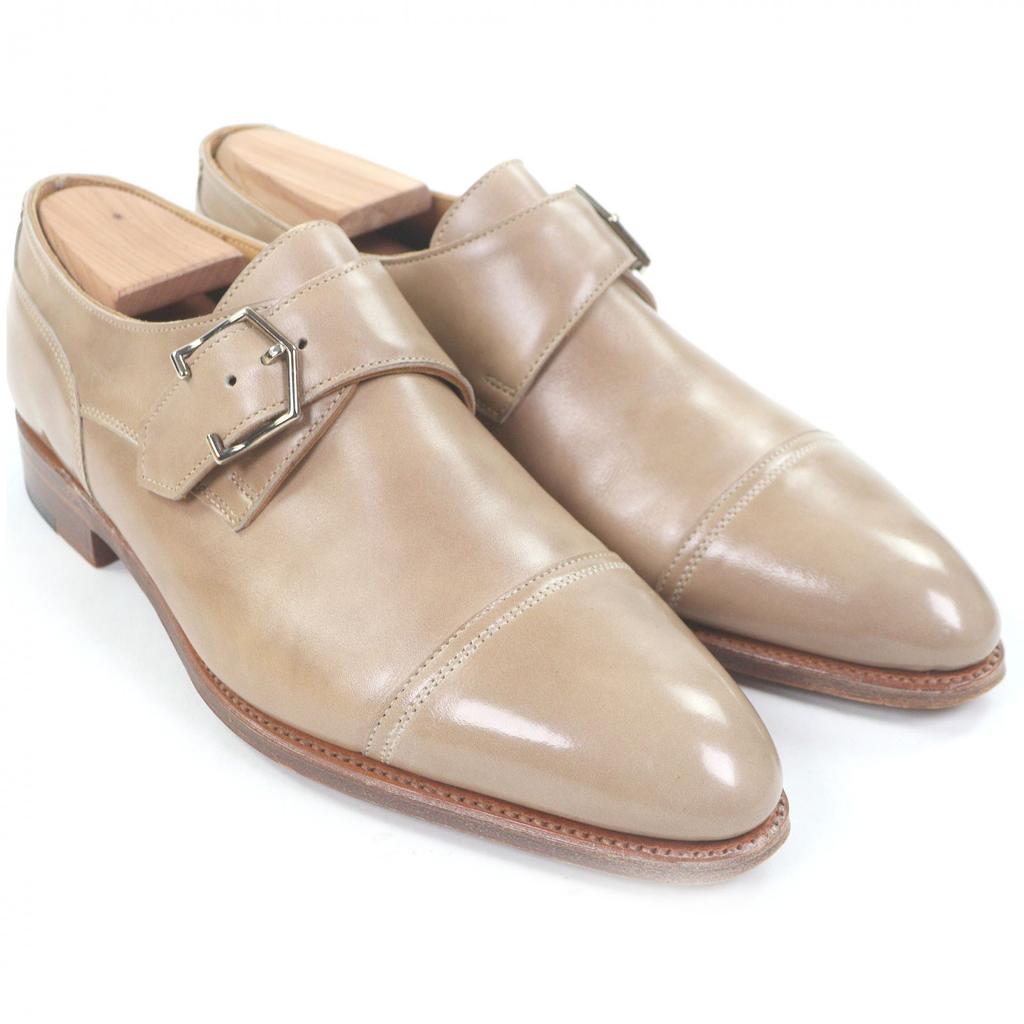 Tolle John Lobb Business-Schuhe BRENTWOOD Kappe Single Monk Strap Beige Gebraucht