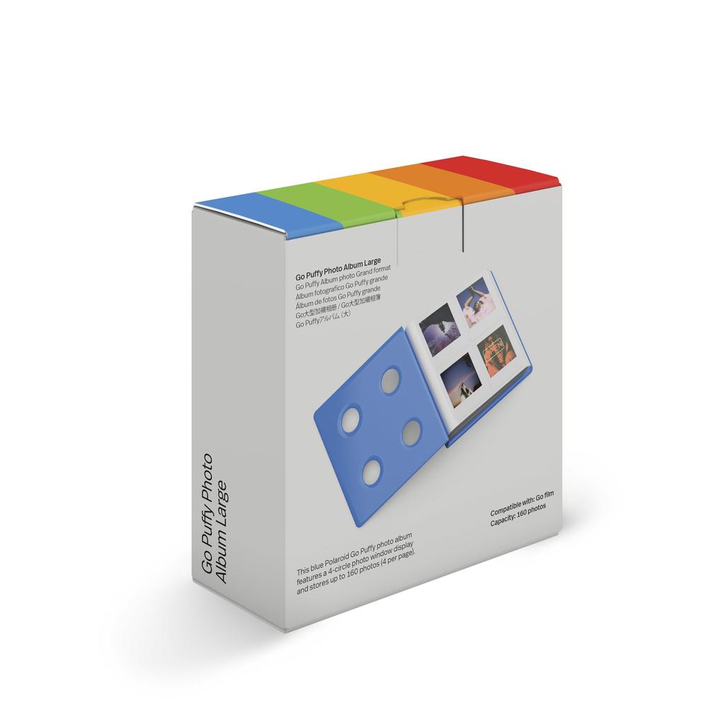 Polaroid Go Puffy Photo Album, Large, Blue (6380), holds 160 photos.