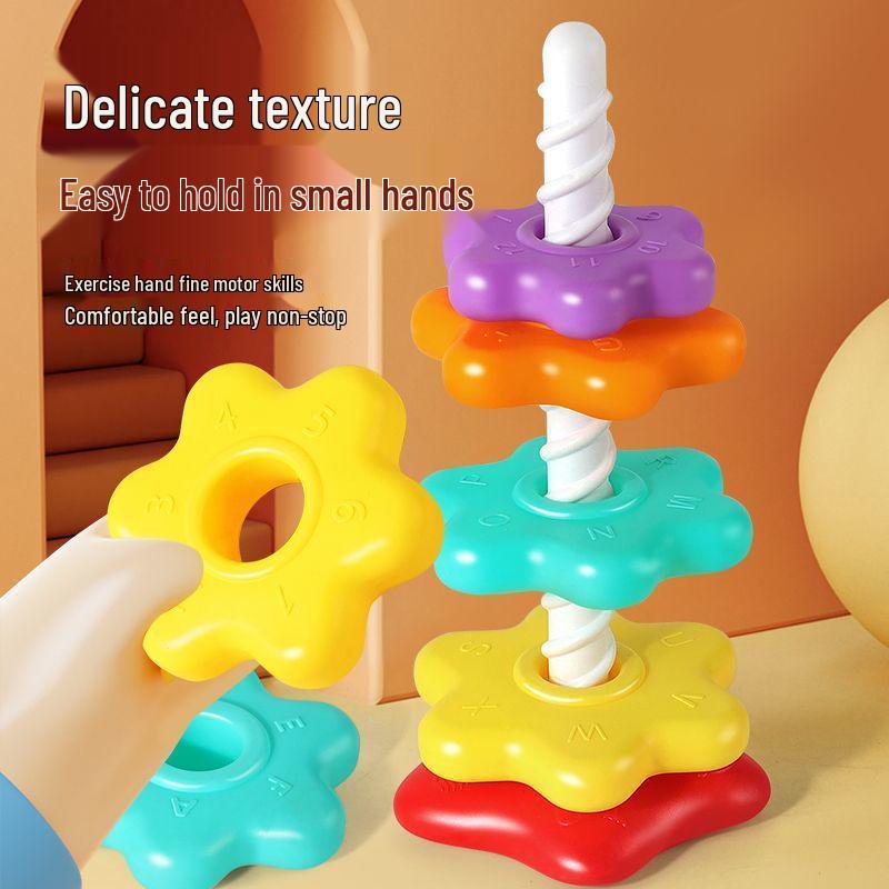 Rainbow Spinner Stacking Teether: Educational Toy for 0-1 Year Olds