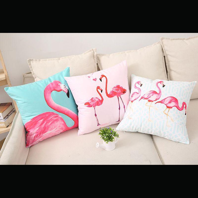 Versatile Flamingo Throw Pillow Case For Sofa Chairs With Premium Cotton Linen