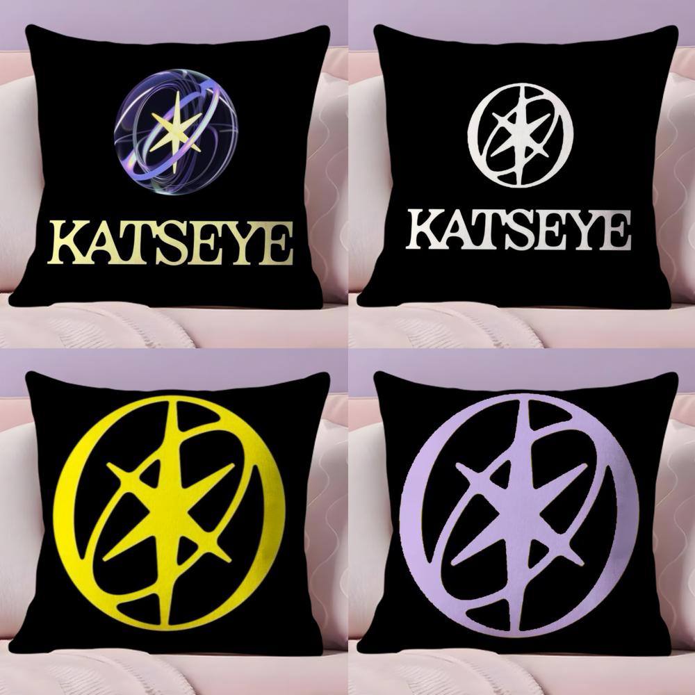 Girl Group KKatseye Pillow Case Plush Fabric Soft DoubleSided Printed Sofa Warm Winter Home Gift Cushion Cover