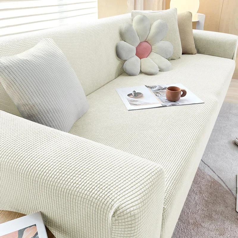 Elastic Jacquard Fabric Sofa Cover Stretch Couch Cover Sectional L Shape Sofa Slipcover Corner Case for Living Room 1/2/3/4 Seat