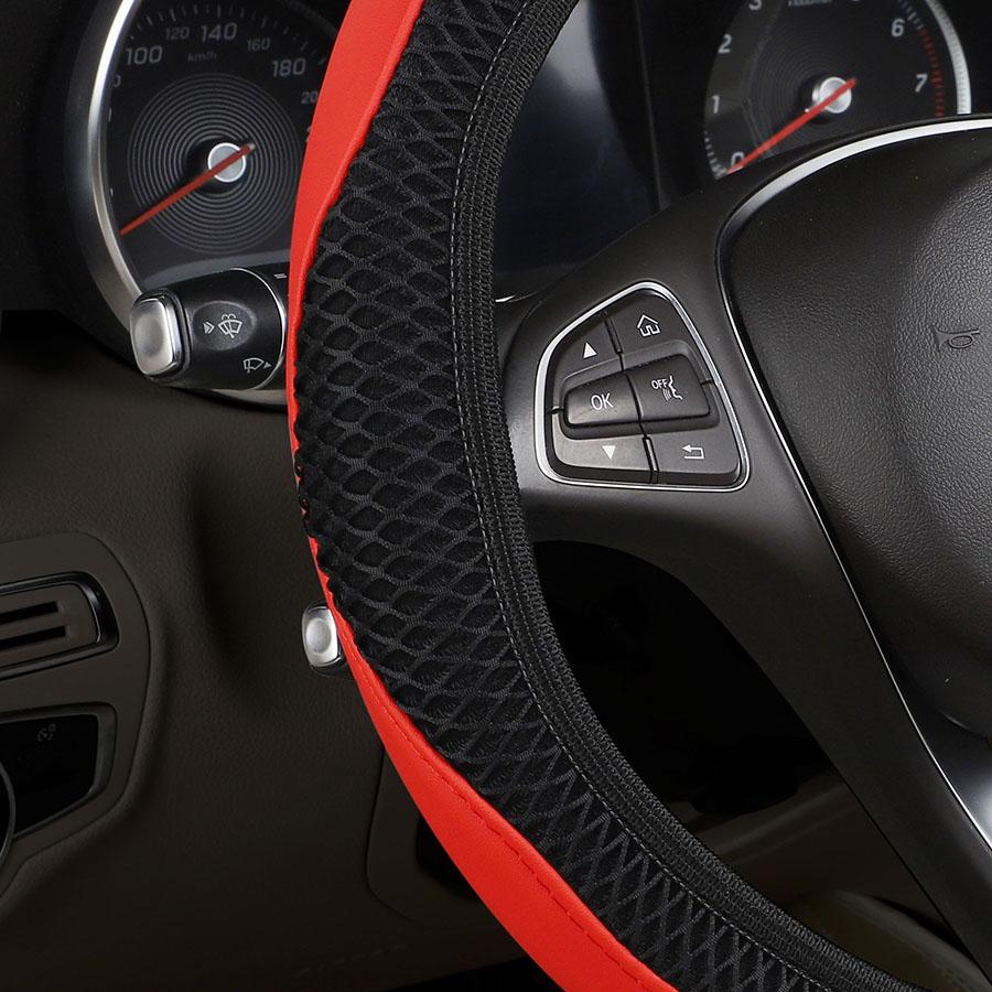 Car Steering wheel cover 3D Embossed No Inner Ring Car Steering Wheel Cover - Breathable Carbon Fiber Auto Parts Accessory