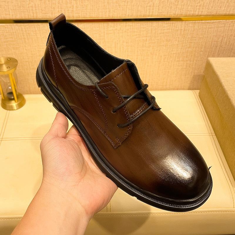 Spring and summer new large size inner height increase 5cm business leather shoes two-layer cowhide dress British trend casual men's shoes