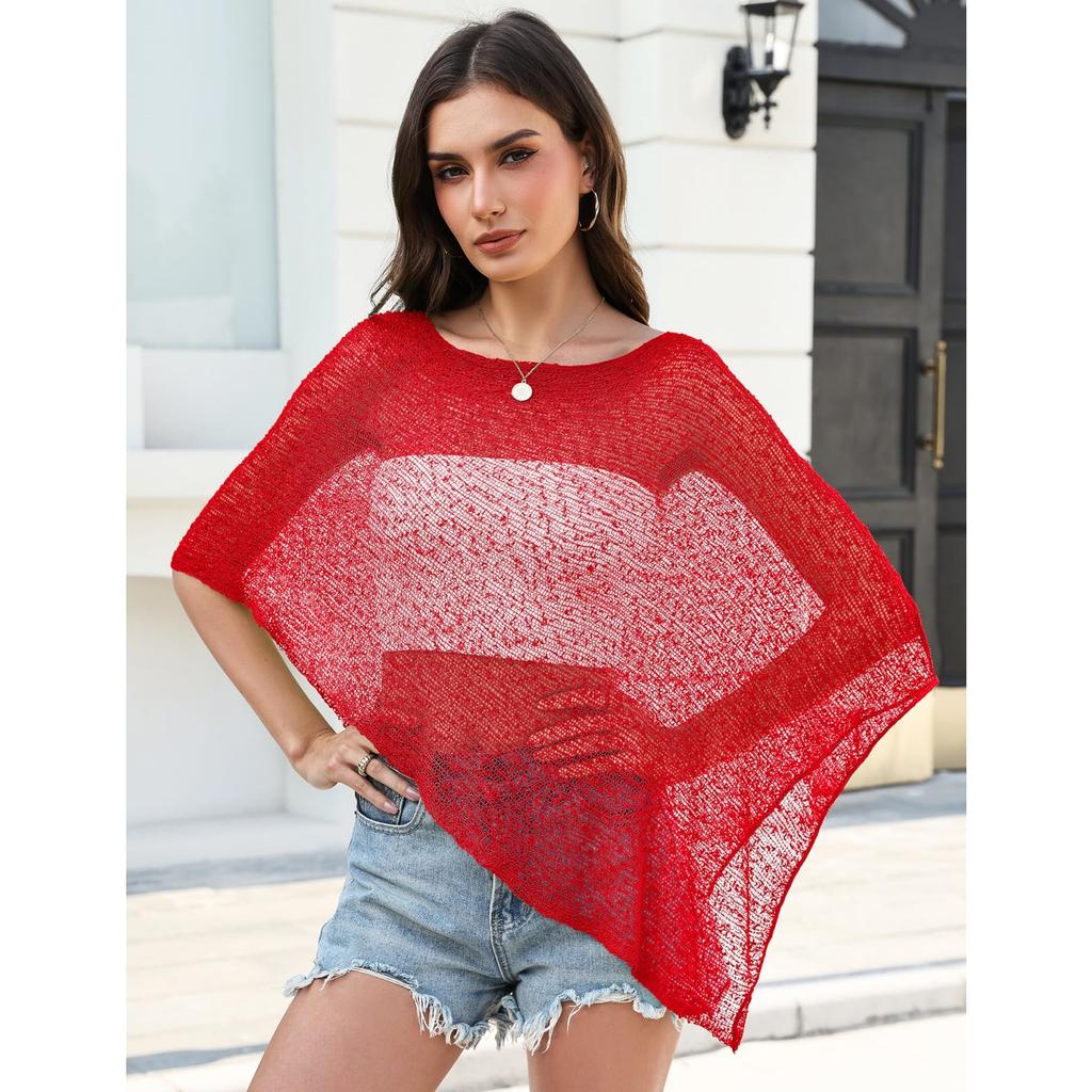 Women's Knit Mesh Beach Cover Up, Color Pullover