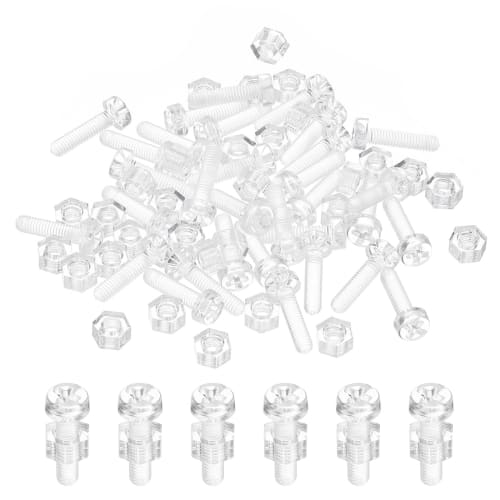 PATIKIL M3x12mm Acrylic Screws with Hex Nuts, Transparent Round Head Bolts for DIY Decoration, Display, Lightweight Models, and Handmade Projects, 30-