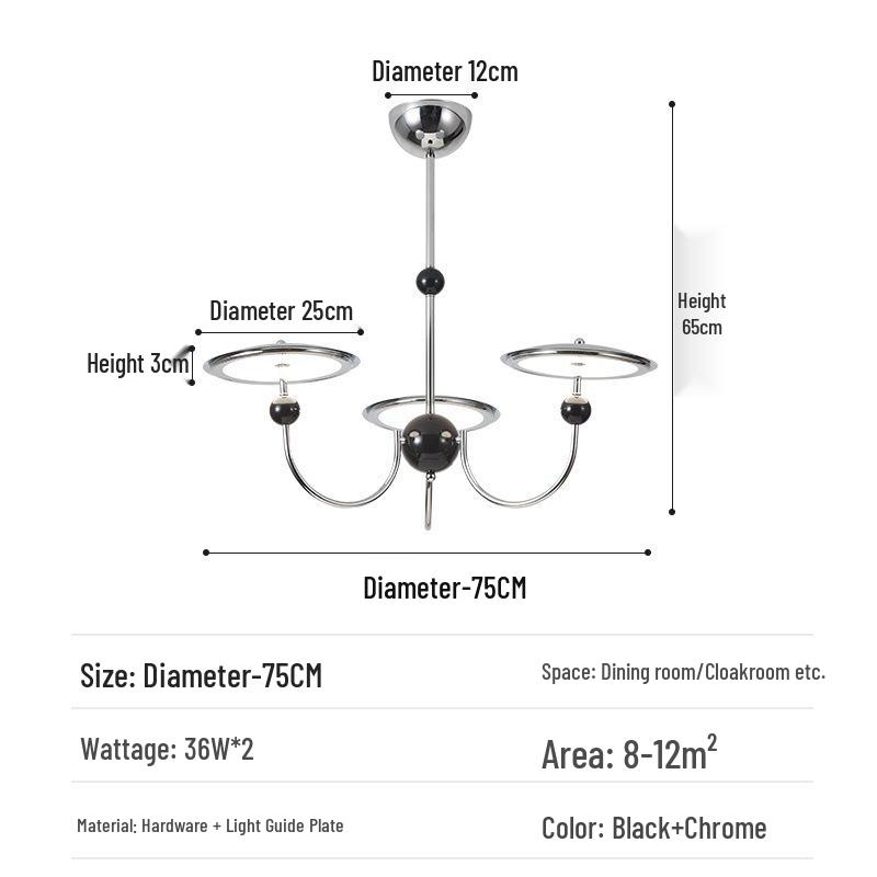 Современная минималистичная итальянская хромированная люстра для гостиной и столовой Eye Protection, Flicker-Free, Three Color Light