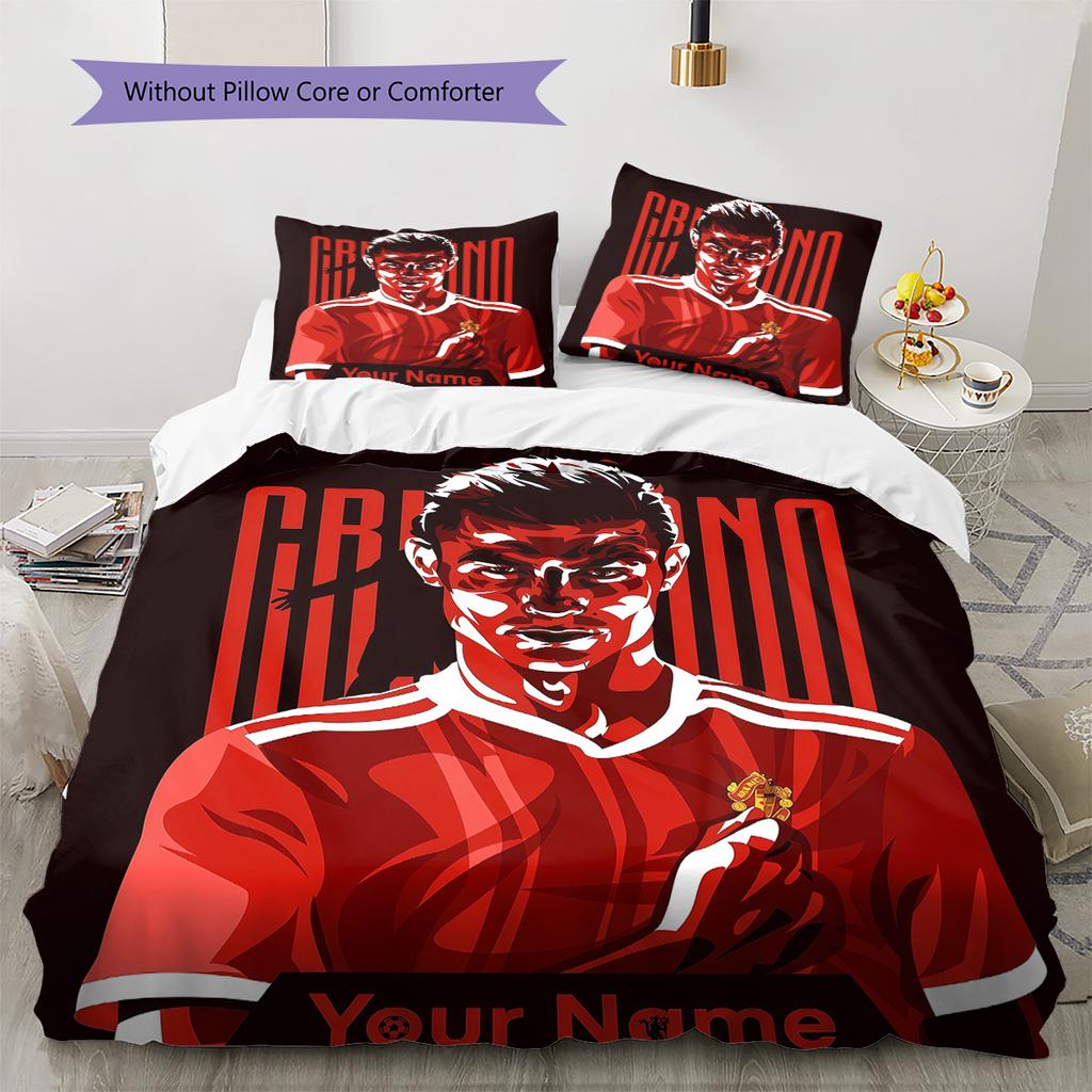 Custom Name Passion Football Legend Bedding,Quilt Set Quilt Cover Pillowcase Home Birthday Gift (1 * Duvet Cover + 2 * Pillowcase, Without Core)