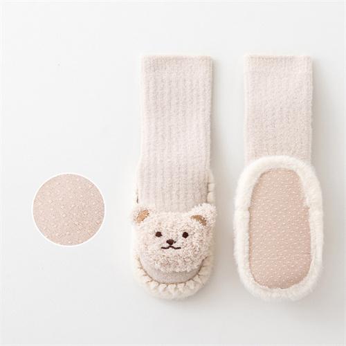 Baby Socks For Girls Boys Shoes Velvet Winter Thicken Warm Cartoon Bear Newborn Floor Sock Non Slip Soft Toddler First Walker
