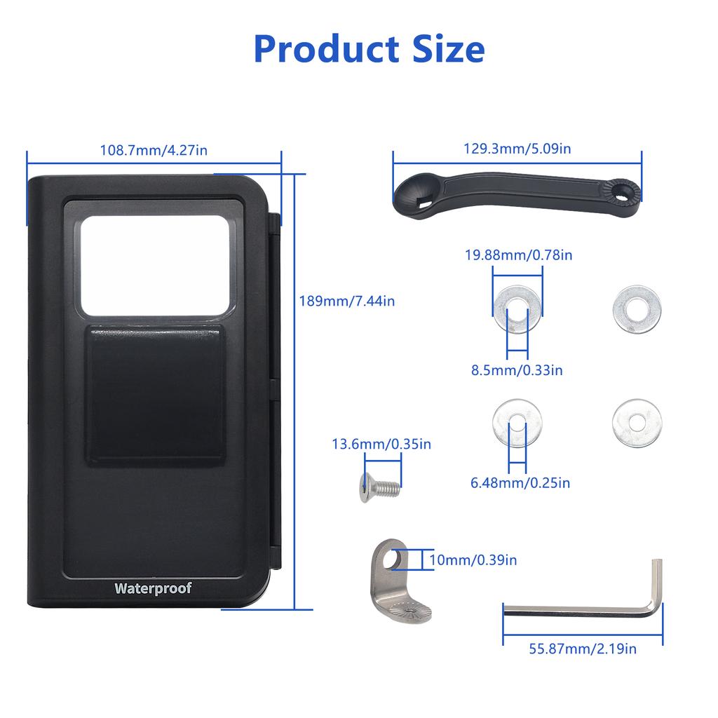 Motorcycle 360 Rotatable Phone Holder Touchscreen Case Mount Waterproof for 4-7in Phones