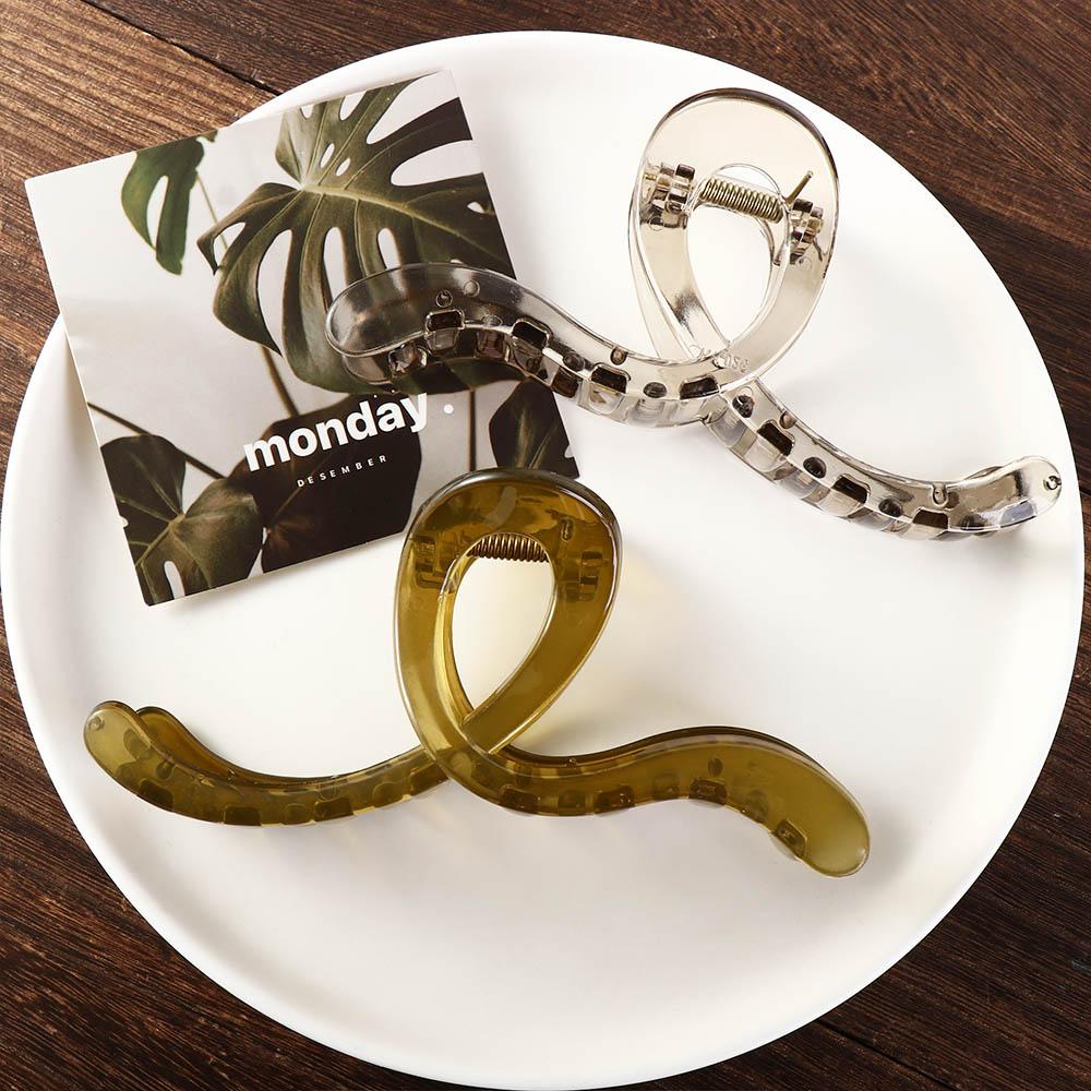 Snake Shape Cross Shark Clip Transparent Wave Hair Clip Elegant Plastic Hair Claw  Daily