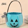 Festive Pumpkin Decoration Halloween Candy Bag for Kids, Trick or Treat Tote Cute Gift with Handle, Reusable Snack Bucket Party Favors Large