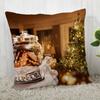 45x45cm Decorative Polyester Pillowcase Merry Christmas Christmas Tree Square Zipper Pillowcase Autumn Pillowcase