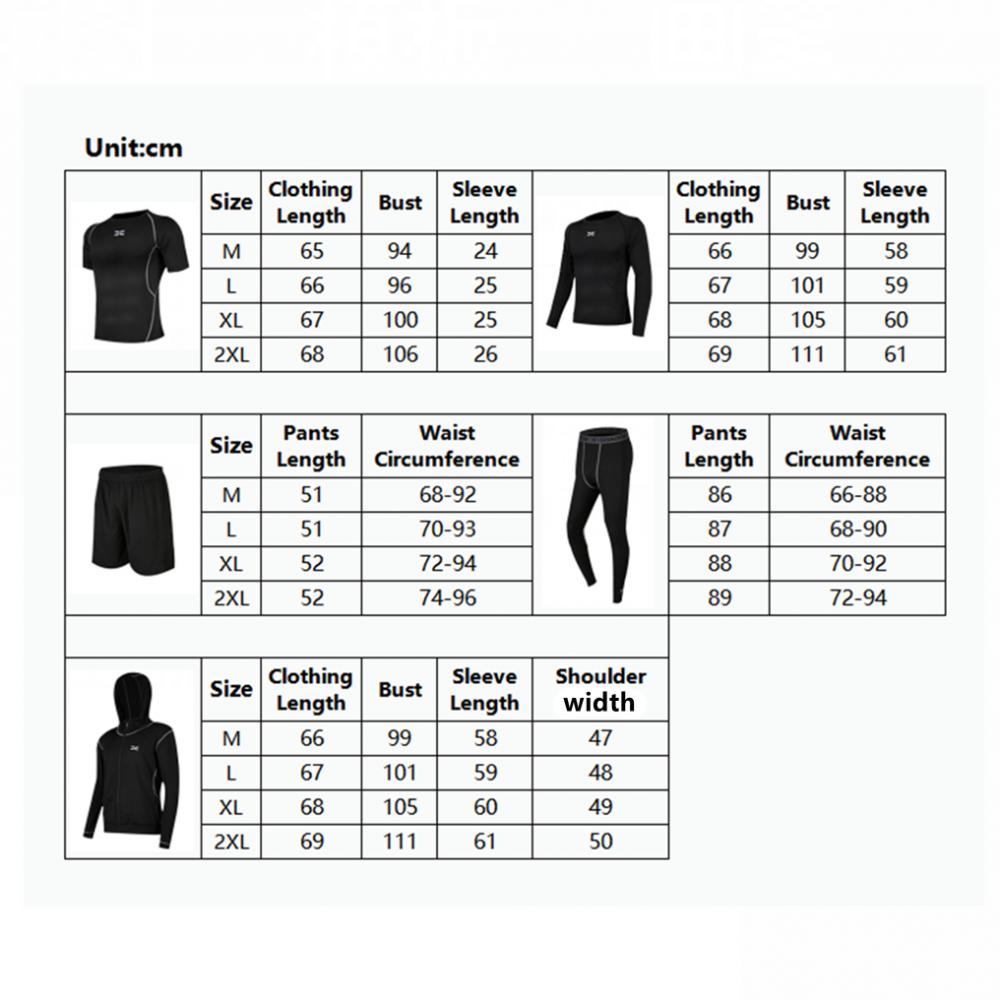 5 in 1 Mens Tracksuit Dance Gym Compression Football Jogging Sports Suit