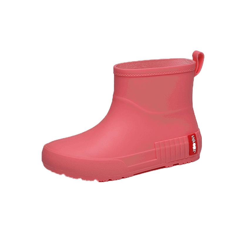 Solid color versatile rain shoes women s medium tube overshoes wear-resistant work rain boots waterproof and non-slip shopping kitchen wear 36 розовый 2433₽