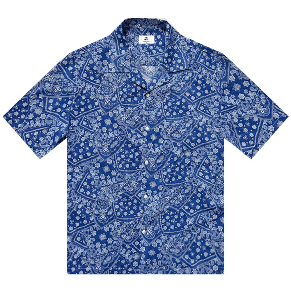 Deosyeocheuhauseu Hawaiian Shirt Cotton Paisley-Blue