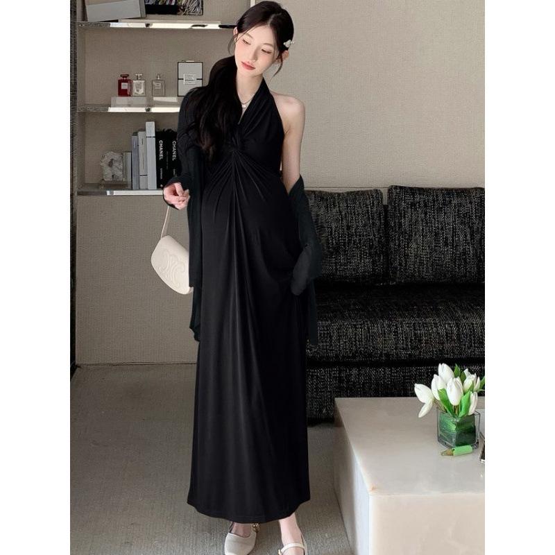 Maternity Dress Set: Spring/Summer 2026 Halter Neck Sun Protection & Slimming Design