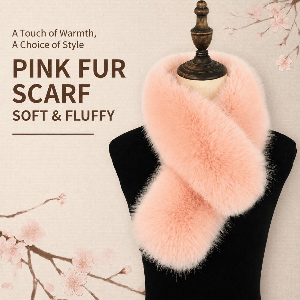 Soft Plush Faux Fur Scarf Fake Fox Hair Fur Neck Warmer Fashion Cross Scarf Women