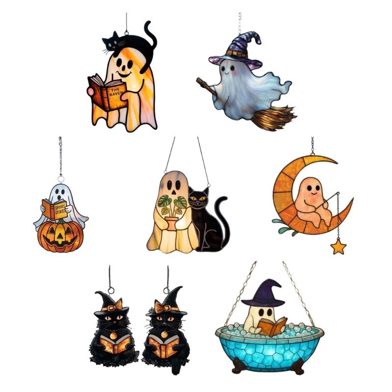 Spookys Acrylic Window Decoration Hanging Ornaments With Halloweens Themes For Indoor Outdoor Use