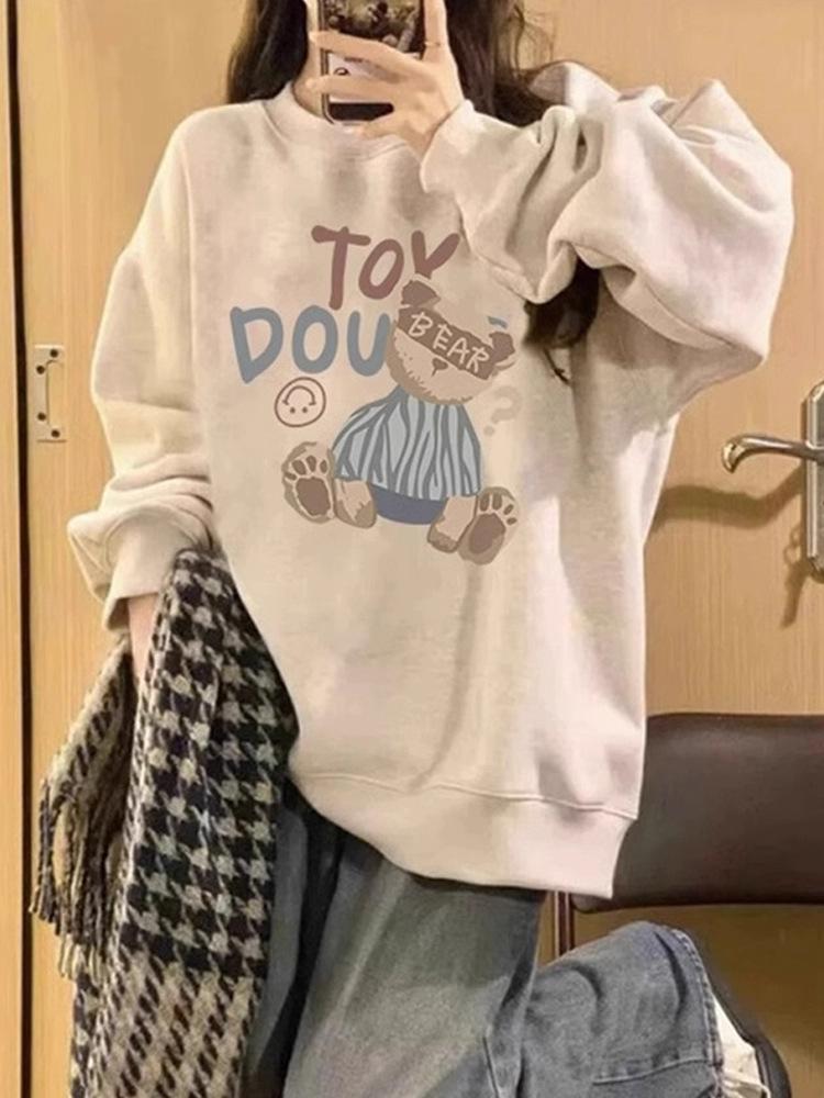 Женский ретро свитшот с круглым вырезом - Модный, Свободный, Омолаживающий осенний стиль L