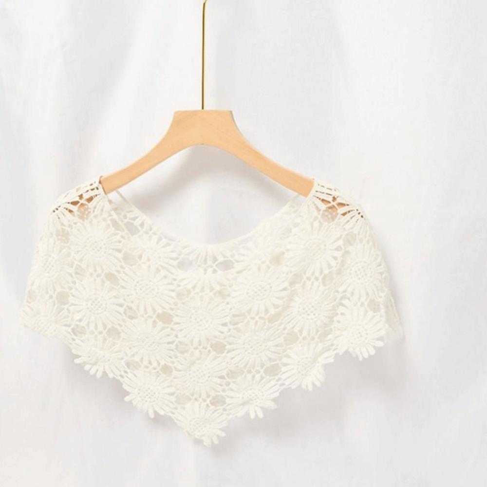 Creative Lace Shawl Poncho Tulle Lace Hollow Out Vest Fashion Fake Collar  Garment Accessories