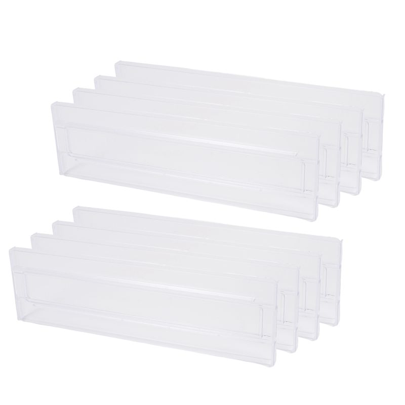 J1UL1N Drawer Dividers 8 Pack, Adjustable 3.2 Inch High Expandable From 11-20.6 Inch Kitchen Drawer Organizer, Clear Plastic