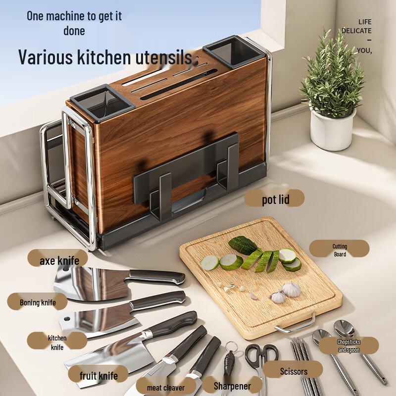 Magnetic Wall-Mounted Kitchen Knife & Utensil Rack