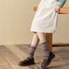 Women's Spring and Autumn Double-needle Double-track Pile Socks Are Retro and Versatile. Autumn and Winter Pure Cotton Mid-calf Socks